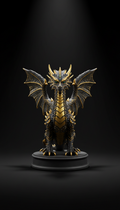 Drachenstatue mit goldenen Akzenten