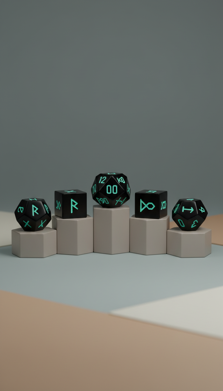 Runenwürfel aus Obsidian-Optik