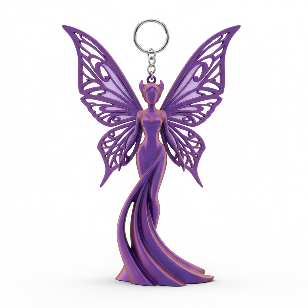 Feen-Schlüsselanhänger Violett 3D-gedruckt