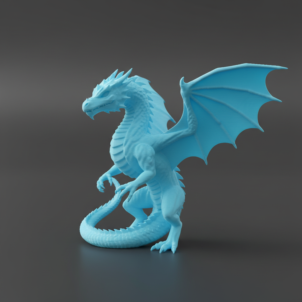 Drachenfigur Glow Edition – Leuchtend-Blau Tageslicht