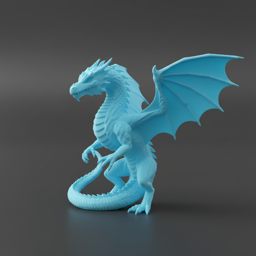 Drachenfigur Glow Edition – Leuchtend-Blau Tageslicht
