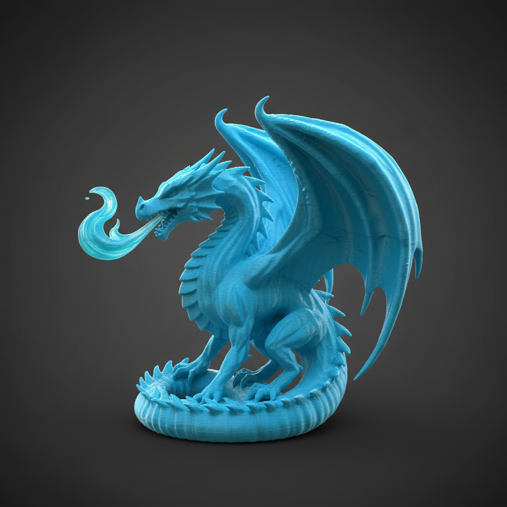 Drachenfigur Classic – Cyan Blau