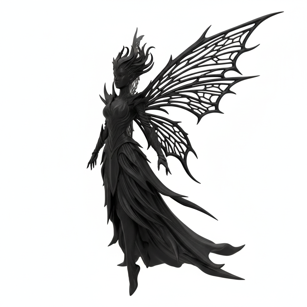 Feenfigur Schwarz 3D-gedruckt