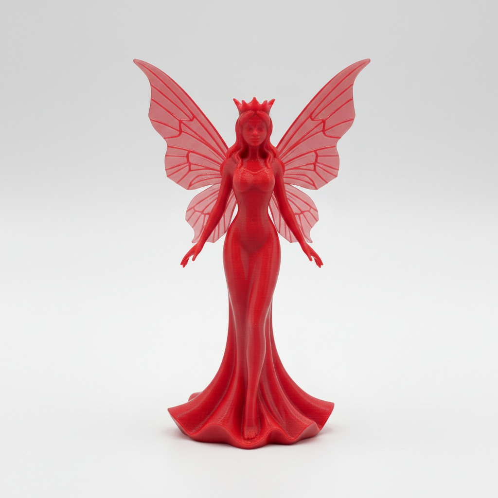 3D gedruckte Fee Figur in Rot