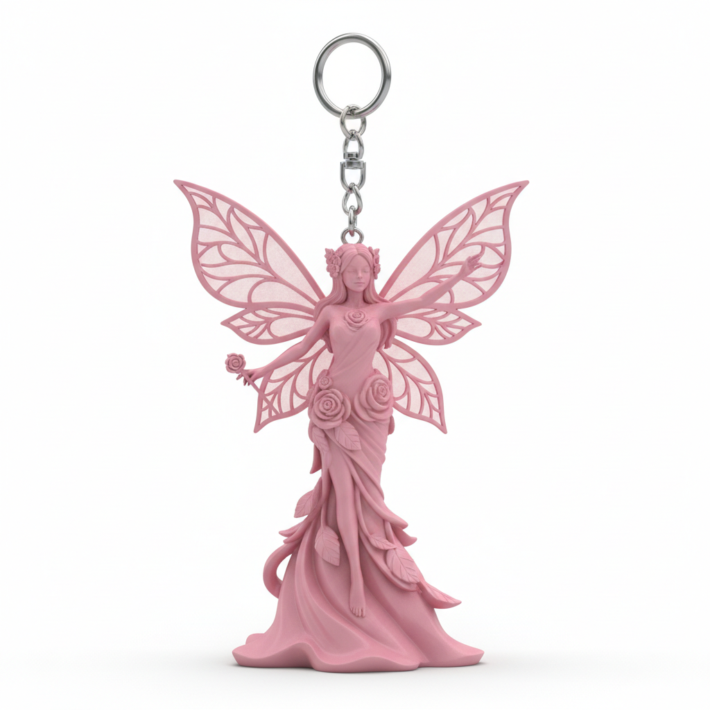 Feen-Schlüsselanhänger Rosa 3D-gedruckt