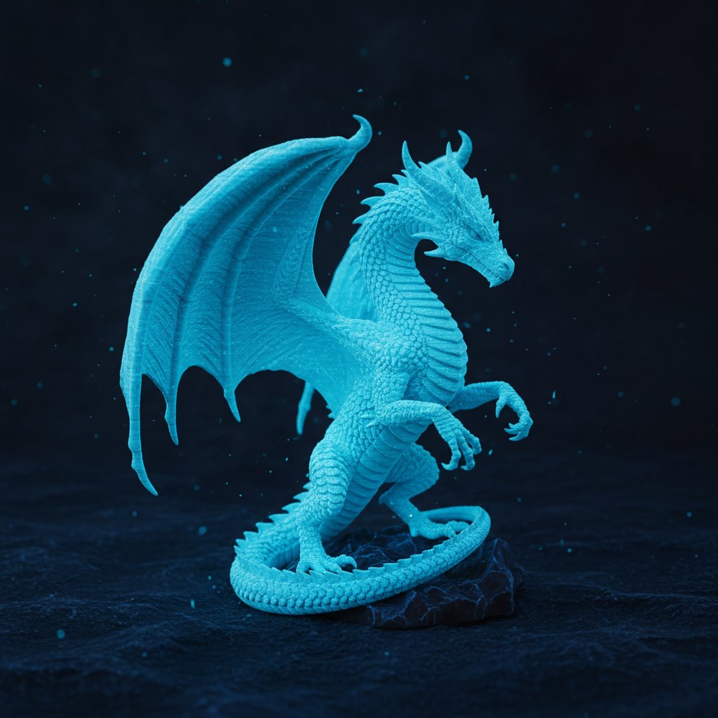 Drachenfigur Glow Edition – Leuchtend-Blau