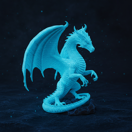 Drachenfigur Glow Edition – Leuchtend-Blau