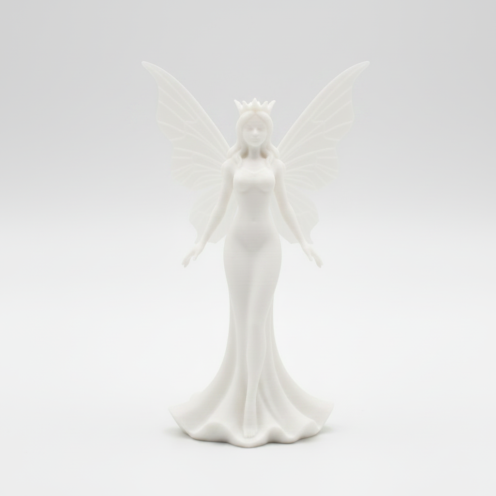 3D gedruckte Fee Figur in Weiß