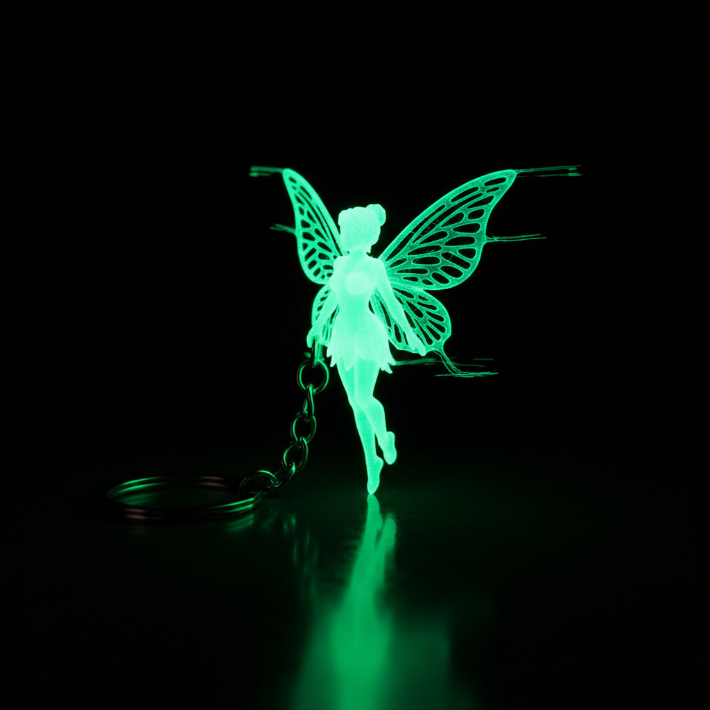 Feen-Schlüsselanhänger Glow Grün 3D-gedruckt leuchtet im Dunkeln