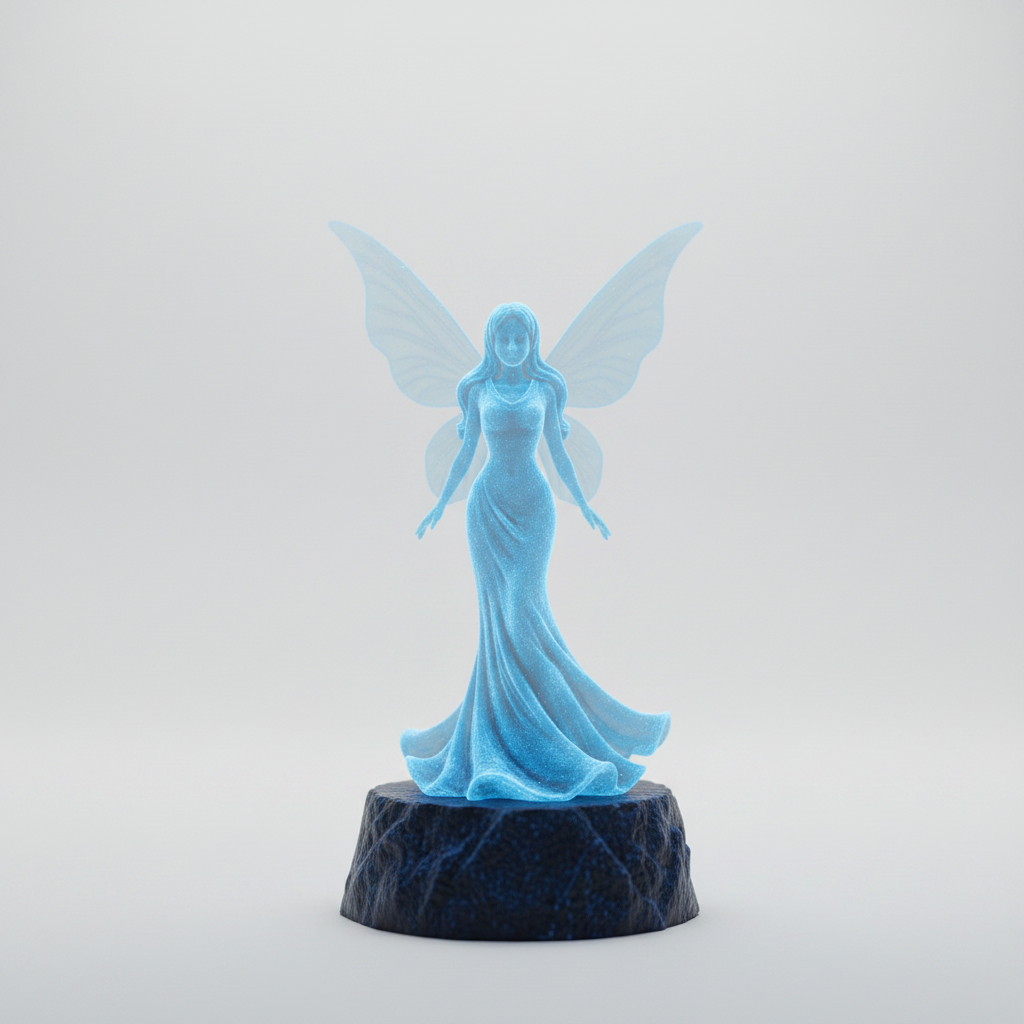 Feenfigur Glow Edition Leuchtend-Blau bei Tag – 3D-gedruckt von Drachenwerk